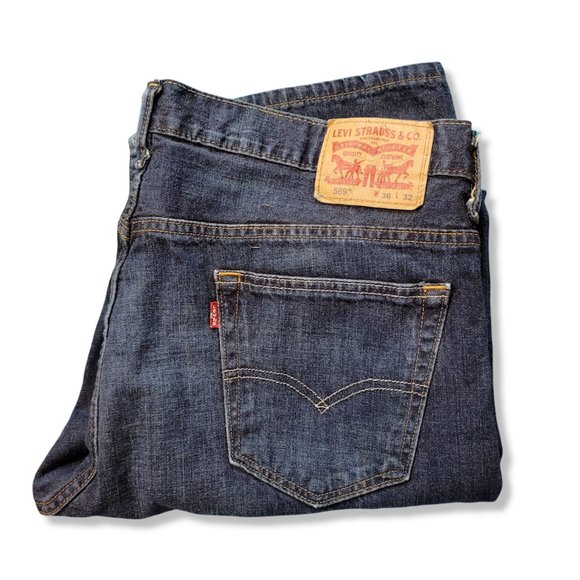 Signature by Levi Strauss & Co. Men's 569 Collection Blue Denim Jeans Size 36x32 - Picture 2 of 4